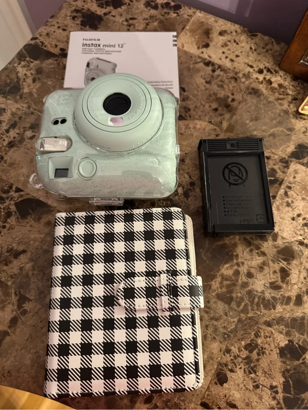 Glitter Light Blue Instant Camera Instax Mini 12